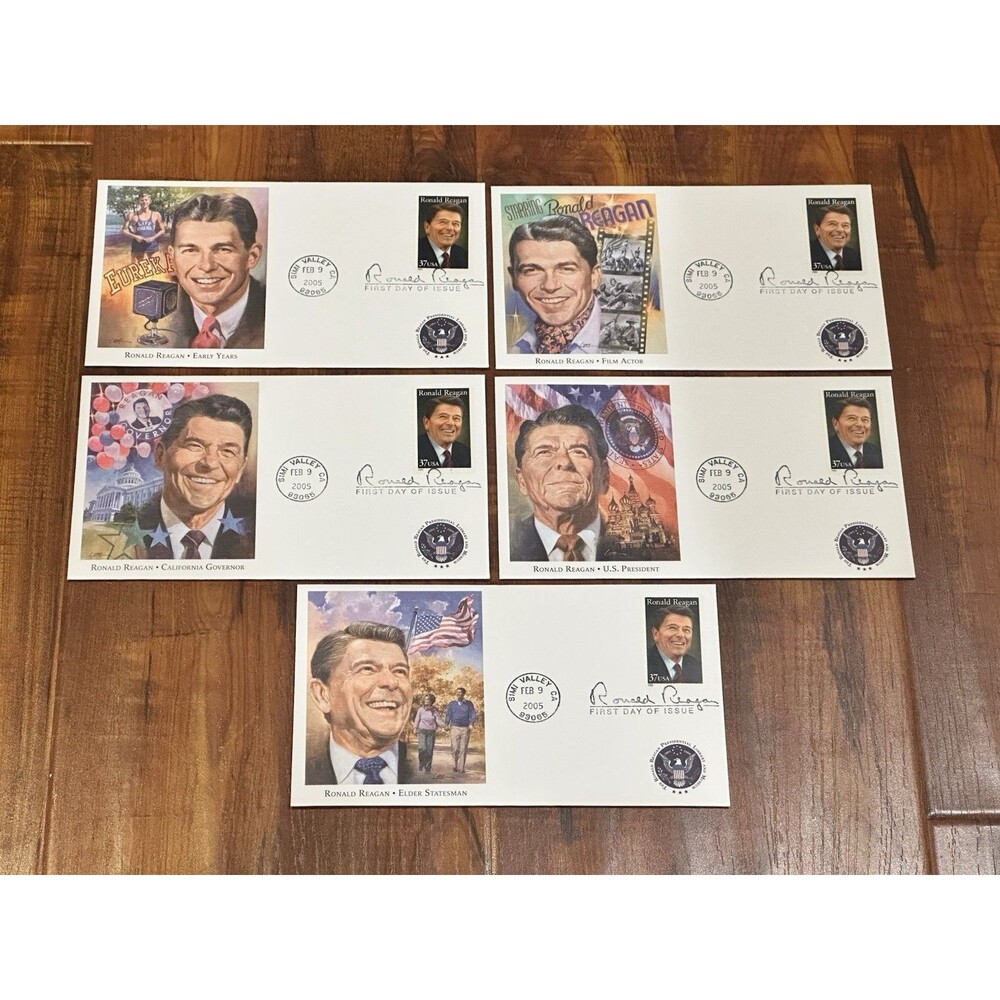 Set of (5) 2005 Ronald Reagan Library 37c (3897) First Day of Issue FDC Covers